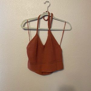 Aerie knitted cropped halter top